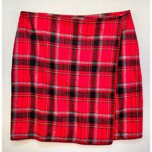 Eddie Bauer Womens Plaid Wool Blend Skirt Size 12 Red Academia